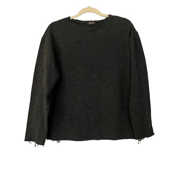 Der Rohe Black Long Sleeve Raw Hem Top Sz M - Picture 1 of 5